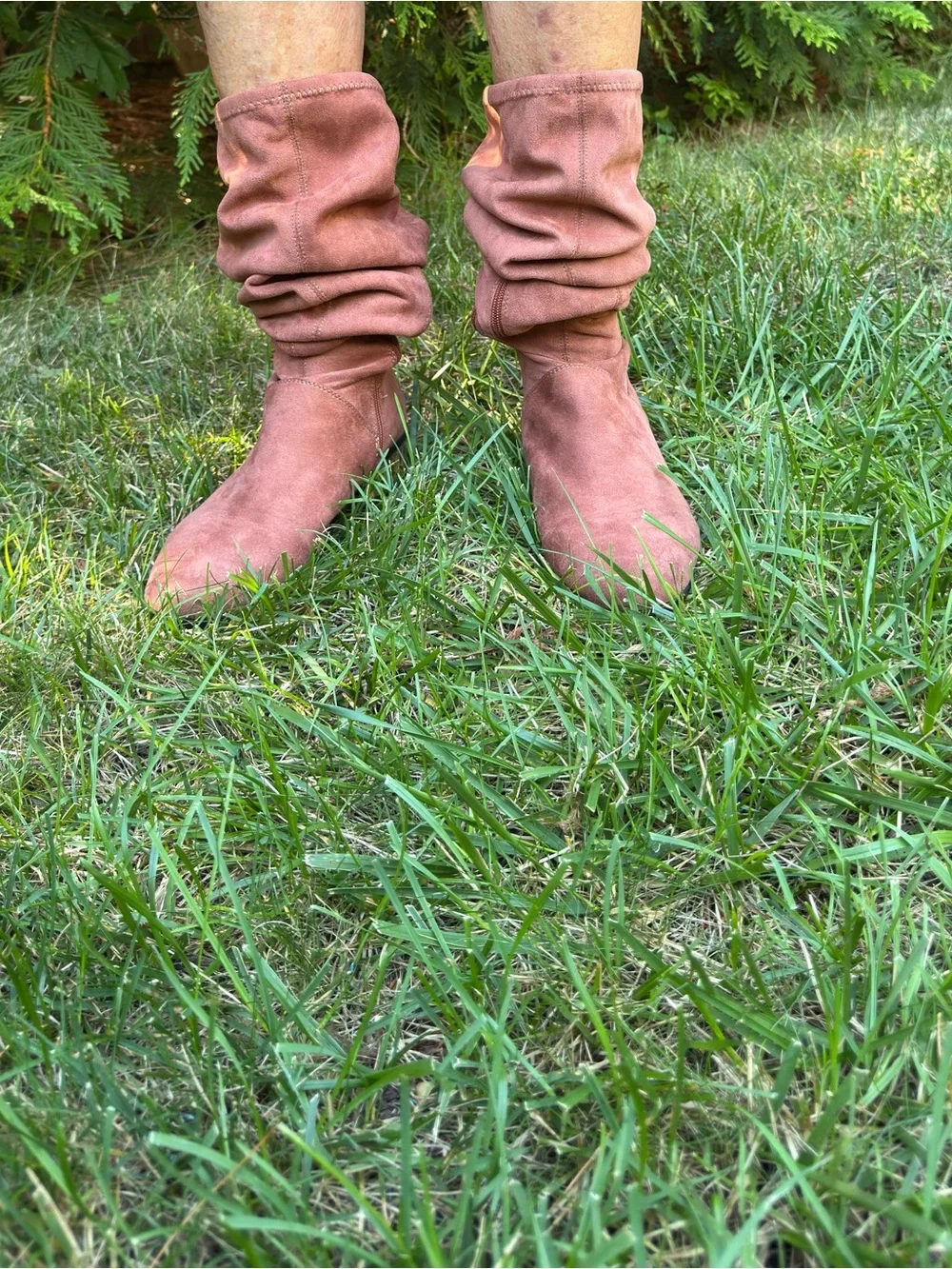 Over-the-Knee or not ,faux suede boots rust color size 9